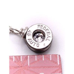 Sterling Silver Chain with Bullet Ammo Necklace Federal 45 with Heart Pendant 16